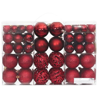 vidaXL Globuri de Crăciun, 100 buc, roșu vin, 3 / 4 / 6 cm