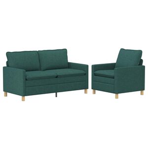 vidaXL Set de canapea 2 buc. Verde &icirc;nchis Țesătură