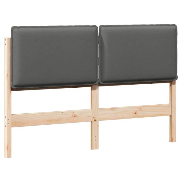 vidaXL Tăblie tapițată Gri natural și deschis 150 cm Lemn de pin masiv