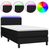 vidaXL Pat cu arcuri, saltea și LED, negru, 90x190 cm, textil