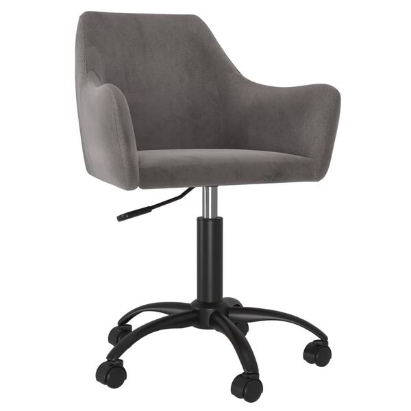 vidaXL Scaun de bucătărie pivotant, gri &icirc;nchis, catifea
