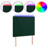 vidaXL Tăblie de pat cu LED, verde &icirc;nchis, 80x5x118/128 cm, catifea