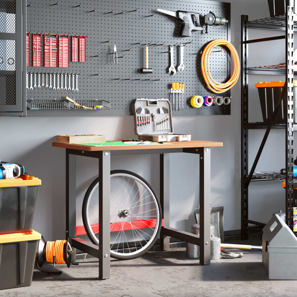 vidaXL Banc de lucru 100x60x81,5 cm lemn masiv fag, dreptunghiular