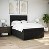 vidaXL Pat box spring cu saltea, negru, 140x190 cm, textil