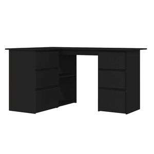 vidaXL Birou de colț, negru, 145x100x76 cm, lemn prelucrat