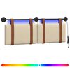 vidaXL Tăblie de pat suspendată Cu lumină LED Crem PU antic