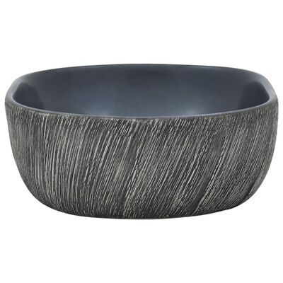 vidaXL Lavoar de blat, negru și gri, 47x33x13 cm, ceramică, oval