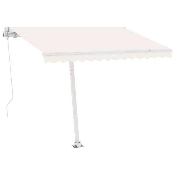 vidaXL Copertină retractabilă manual cu LED, crem, 300x250 cm