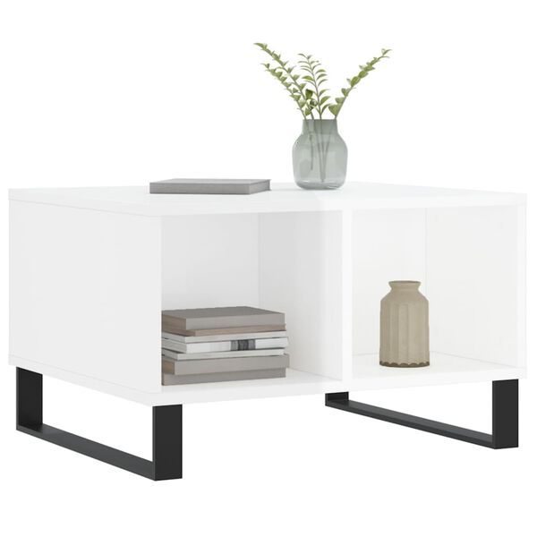 vidaXL Măsuță de cafea, alb extralucios, 60x50x36,5 cm, lemn compozit