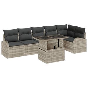 vidaXL Set de canapele pentru grădină 7 pcs Gri deschis Rattan poli