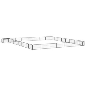 vidaXL Țarc c&acirc;ini 32 panouri negru 100x50 cm oțel vopsit electrostatic