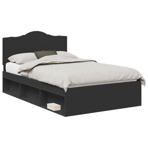vidaXL Cadru de pat cu headboard Negru 120 x 200 cm Lemn de pin masiv