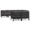 vidaXL Set mobilier grădină cu perne, 7 piese, negru, lemn masiv pin