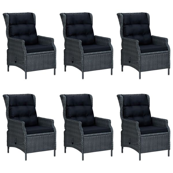 vidaXL Set mobilier exterior cu perne, 7 piese, gri închis, poliratan