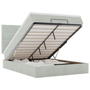 vidaXL Cadru de pat otoman cu saltele Gri deschis 140x190cm catifea