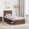 vidaXL Cadru de pat cu headboard Stejar marron și argintiu 75 x 190 cm