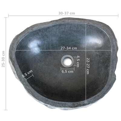 vidaXL Chiuvetă din piatră de râu, 30-37 cm, oval