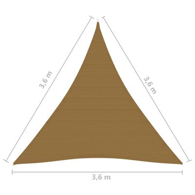 vidaXL Pânză parasolar, gri taupe, 3,6x3,6x3,6 m, HDPE, 160 g/m²