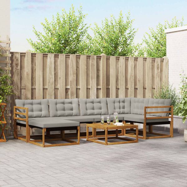 vidaXL Set de canapele de exterior 7 pcs Gri natural și deschis