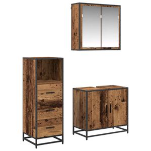 vidaXL Set de mobilier pentru baie 3 pcs Lemn Vechi Lemn compozit