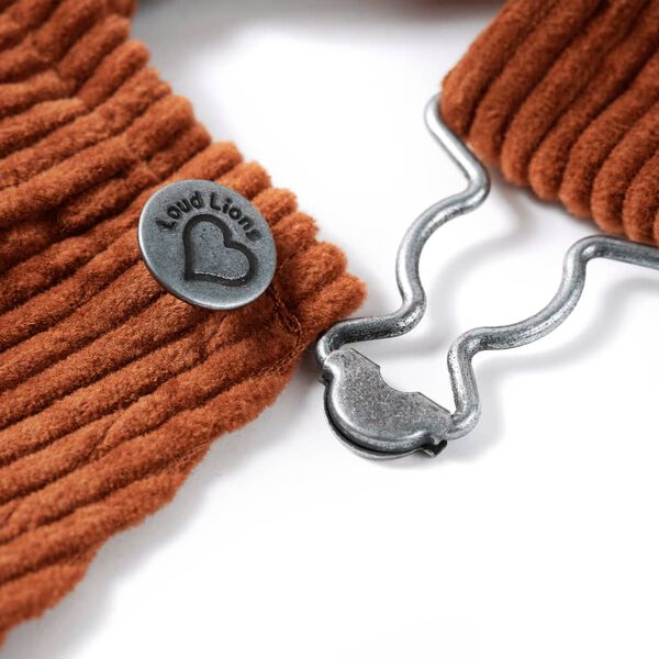 Rochie salopetă pentru copii, velur, coniac, 128