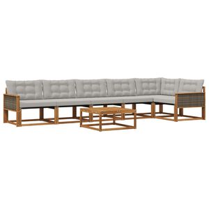vidaXL Set de canapele de exterior 7 pcs Natural și gri deschis