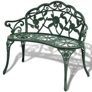 vidaXL Bancă de grădină, verde, 100 cm, aluminiu turnat