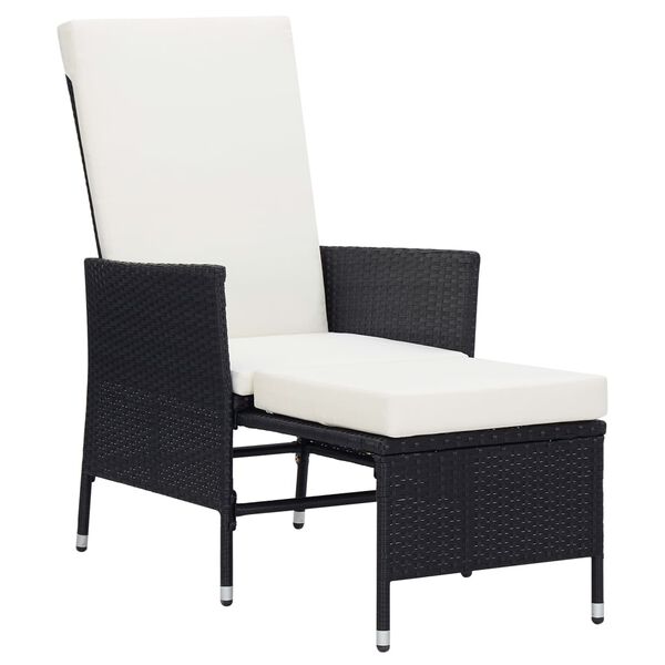 vidaXL Set mobilier de grădină cu perne, 2 piese, negru, poliratan