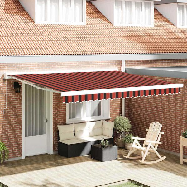 vidaXL Cortina Retractabilă Roșu și Negru 400 &times; 300 cm Stofă și Metal