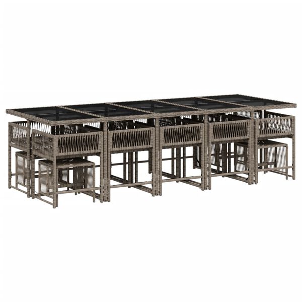 vidaXL Set mobilier de grădină cu perne, 15 piese, gri, poliratan