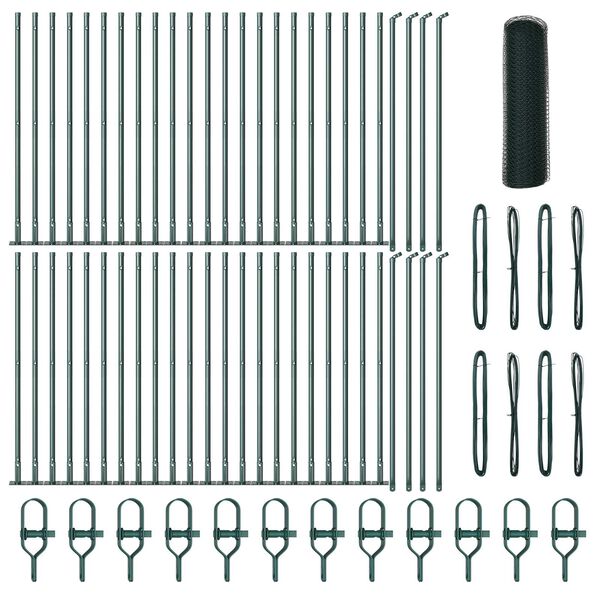 vidaXL St&acirc;lp de gard. Verde 100 x 0,4 m (plasă de 25 mm) Oțel și PVC