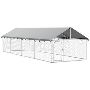 vidaXL Padoc pentru c&acirc;ini de exterior, cu acoperiș, 600x200x150 cm