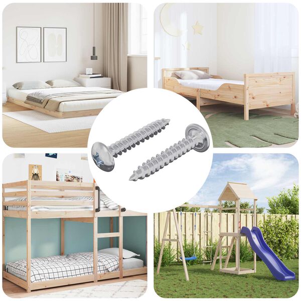 vidaXL Șuruburi din Lemn 2 pcs Argintiu M4 x 25 mm Oțel