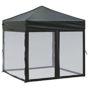 vidaXL Cort pliabil pentru petrecere, pereți laterali, negru, 2x2 m