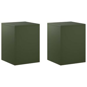 vidaXL Suport pentru plante 2 pcs Verde măsliniu 30 x 30 x 40 cm Oțel