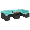 vidaXL Set de masă pentru grădină cu pernă 11 pcs Negru, Teal