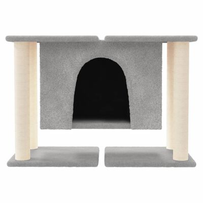 vidaXL Ansamblu de pisici, stâlpi din funie sisal, gri deschis, 50 cm