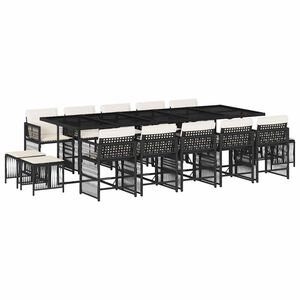vidaXL Set mobilier de grădină cu perne, 15 piese, negru, poliratan