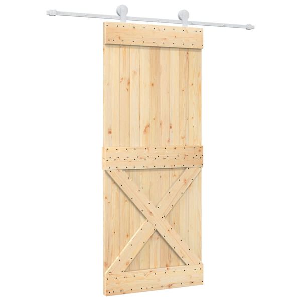 vidaXL Ușă glisantă cu set de feronerie 85x210 cm, lemn masiv de pin