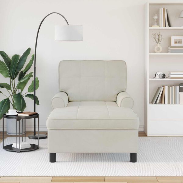 vidaXL șezlong de relaxare cu pernă Crem 91 x 157 x 91 cm Catifea