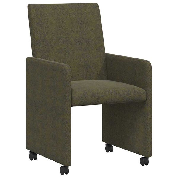vidaXL Scaune de dining cu roți 2 pcs Verde militar 57 x 66 x 94 cm