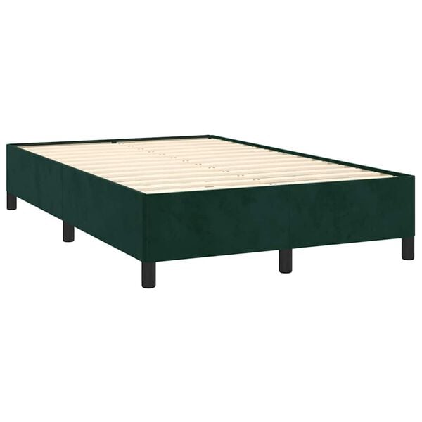 vidaXL Pat box spring cu saltea, verde &icirc;nchis, 120x190 cm, catifea