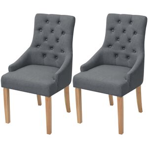 vidaXL Scaune de bucătărie, 2 buc., gri &icirc;nchis, material textil
