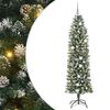 vidaXL Copac Artificial Slăb de Crăciun Verde și alb 210 cm