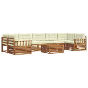 vidaXL Set de canapele de exterior cu pernă 8 pcs Natural și Crem