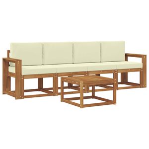 vidaXL Set de canapele de exterior cu pernă 5 pcs Natural și Crem
