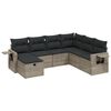 vidaXL Set canapele de grădină, 7 piese, cu perne, gri, poliratan