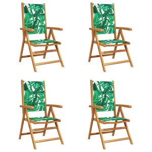 vidaXL Scaune pliante rabatabile, 4 buc., material textil verde și lemn masiv