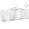 vidaXL Coșuri gabion arcuite 15 buc, 300x50x100/120cm, fier galvanizat