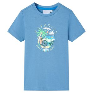 vidaXL Tricou pentru copii, albastru mediu, 116